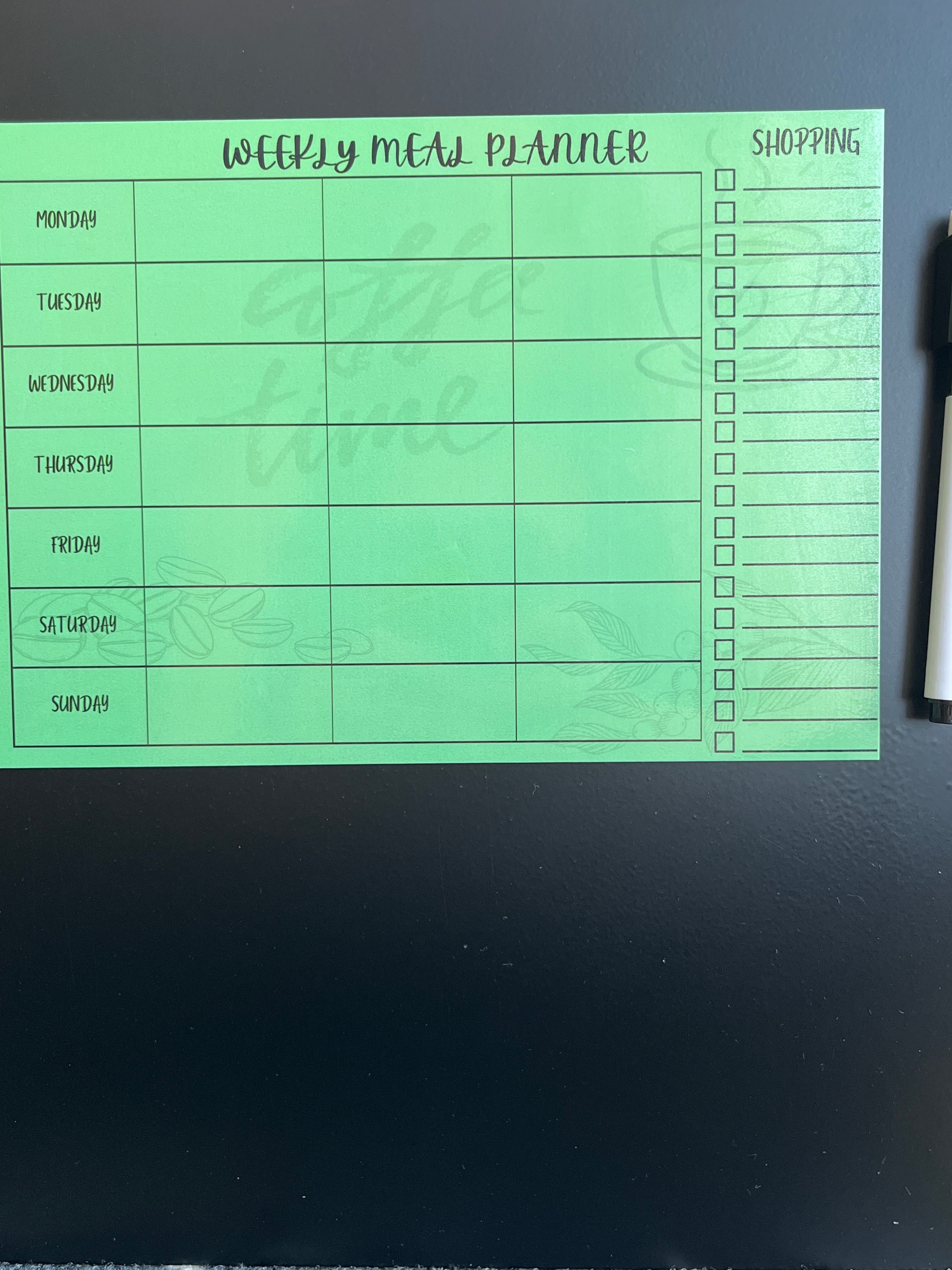 A5 Magnetic Weekly meal Planner - Coffee Lover