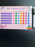 Kids Wipe clean reusable chore chart A5 - Unicorn