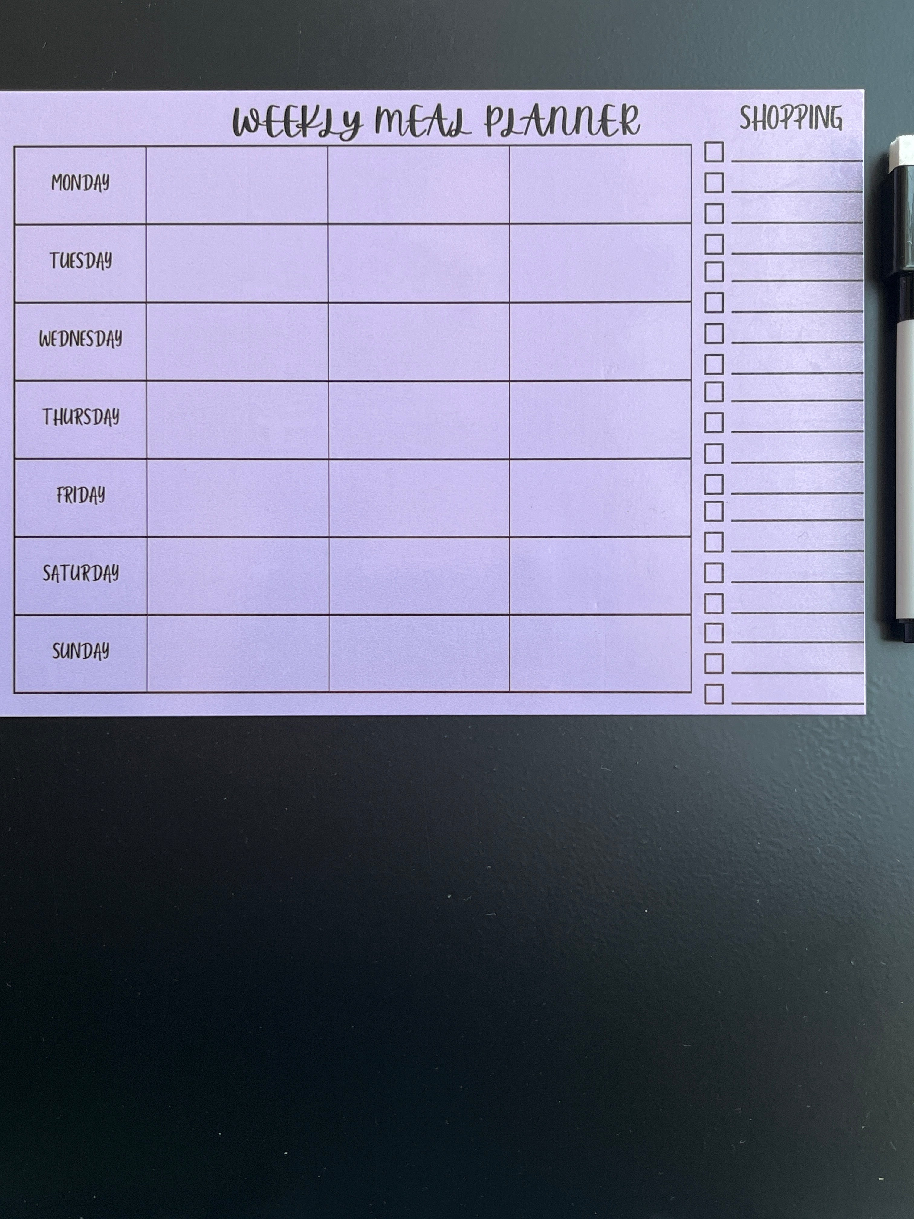 A5 Magnetic Weekly meal Planner