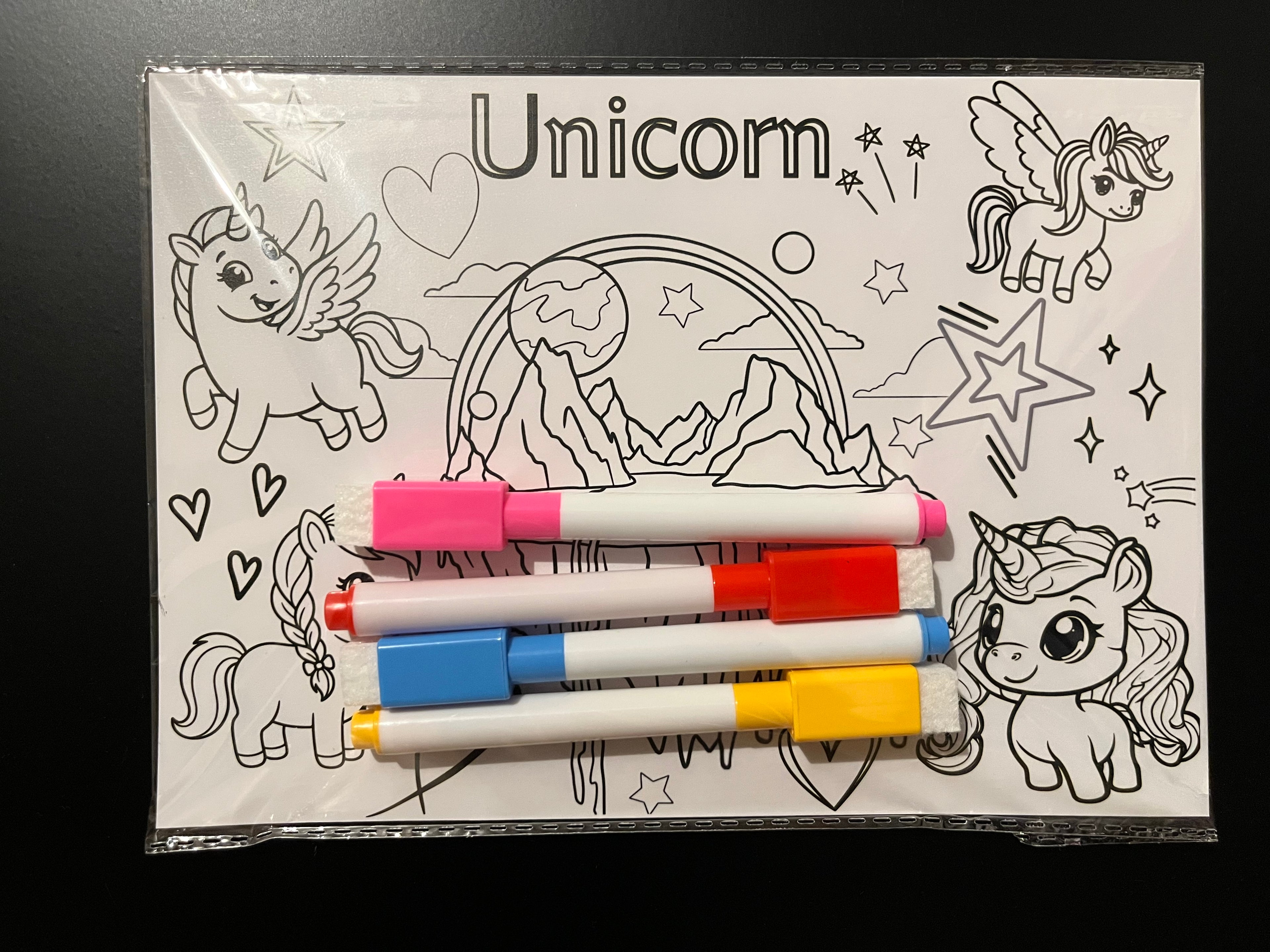 Wipe clean magnetic colouring activity pack - Unicorn