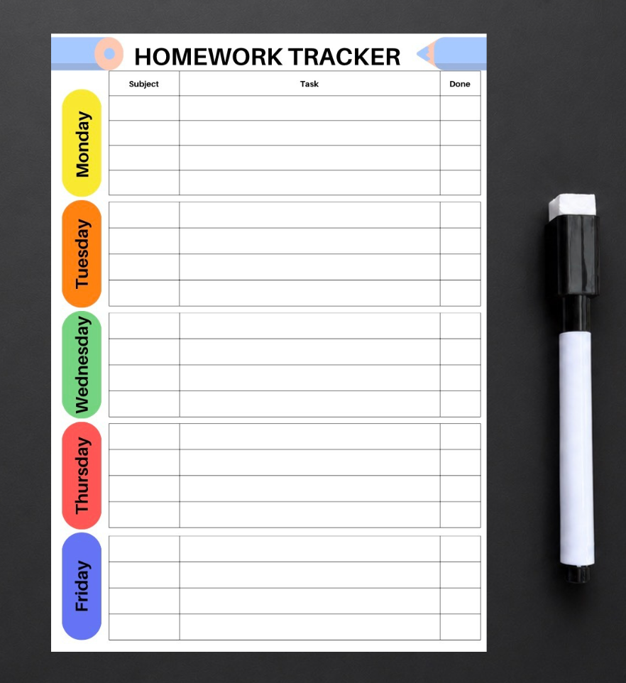 Wipe-Clean Magnetic Homework Planner | A5 Weekly School Organiser | Reusable Homework Tracker