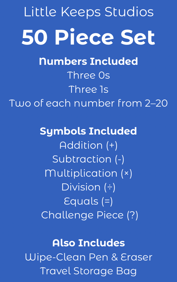 Maths Magnetic Sum set 50 Pieces - Supports KS1 Learning - Addition, Multiplication, Division, Subtraction